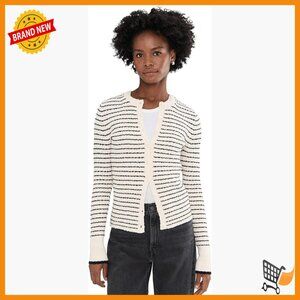 Long Sleeve Striped Cardigan, Cotton Blend, Button Front, Standard Fit